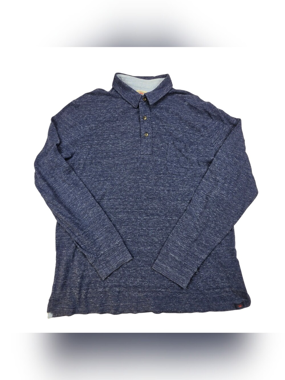 Faherty Shirt Mens Large Blue Henley Striped Long Sleeve Button Up Casual